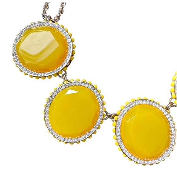 Vibrant Yellow and Gold Statement Necklace with Circular Pendants - Picture 3 of 5